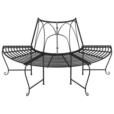 Half Round Tree Bench 2 pcs Ø159 cm Black Steel Payday Deals