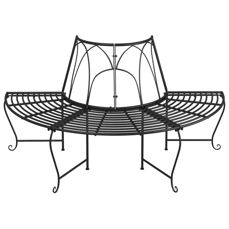 Half Round Tree Bench 2 pcs Ø159 cm Black Steel Payday Deals