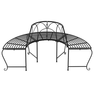 Half Round Tree Bench 2 pcs Ø159 cm Black Steel Payday Deals