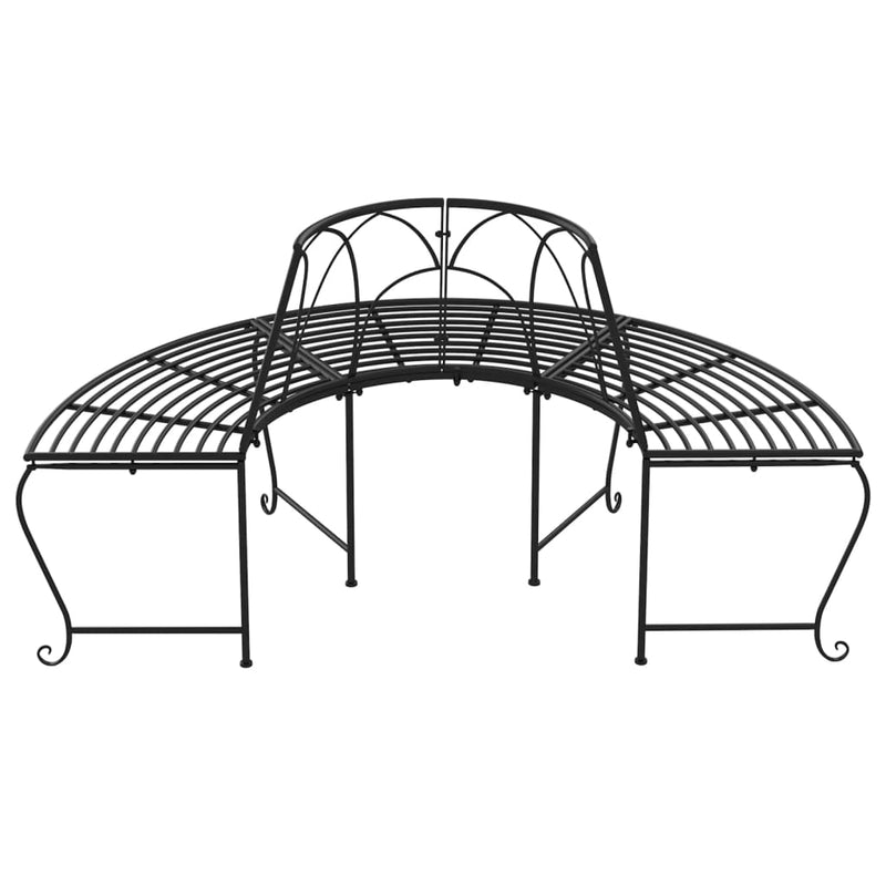 Half Round Tree Bench 2 pcs Ø159 cm Black Steel Payday Deals