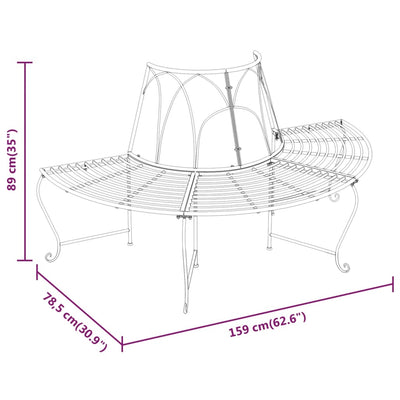 Half Round Tree Bench 2 pcs Ø159 cm Black Steel Payday Deals