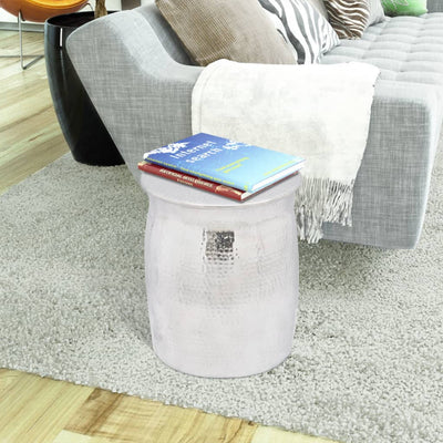 Hammered Aluminium Stool/Side Table Silver Payday Deals
