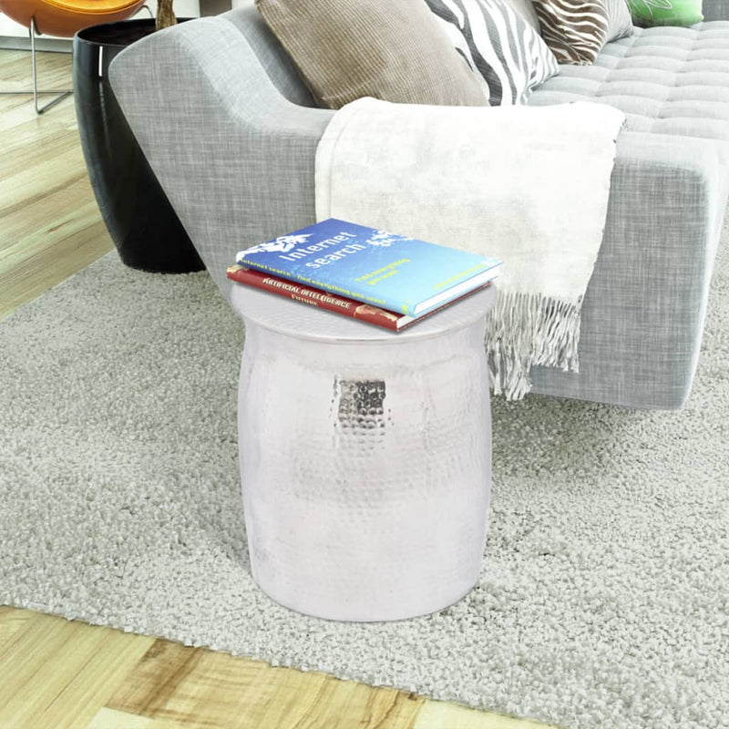 Hammered Aluminium Stool/Side Table Silver Payday Deals