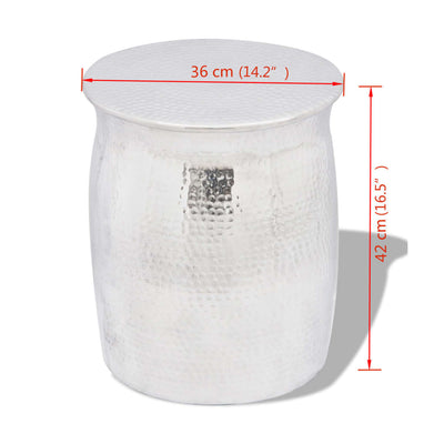 Hammered Aluminium Stool/Side Table Silver Payday Deals