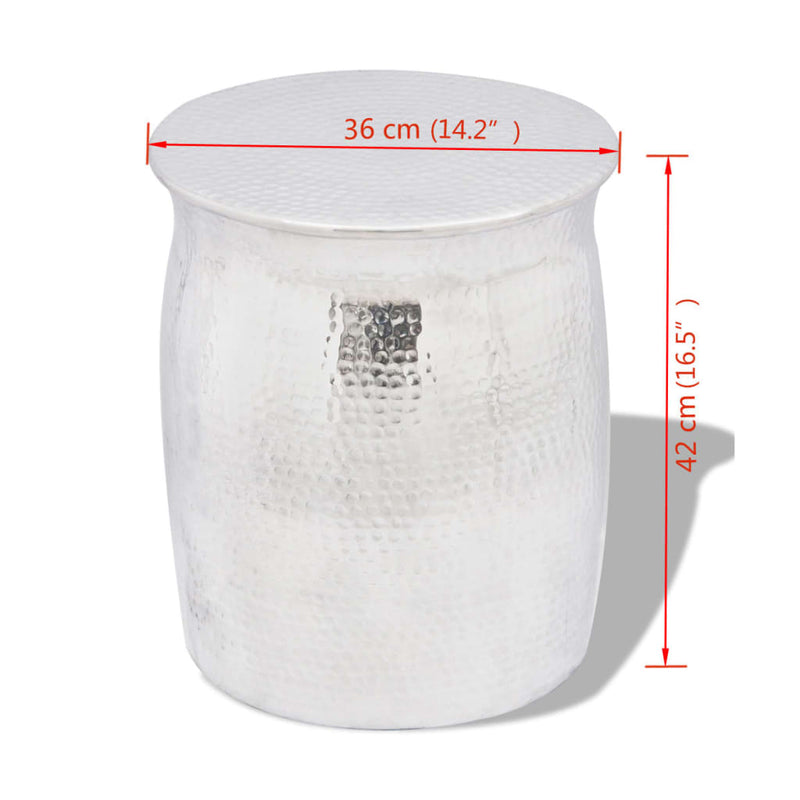 Hammered Aluminium Stool/Side Table Silver Payday Deals