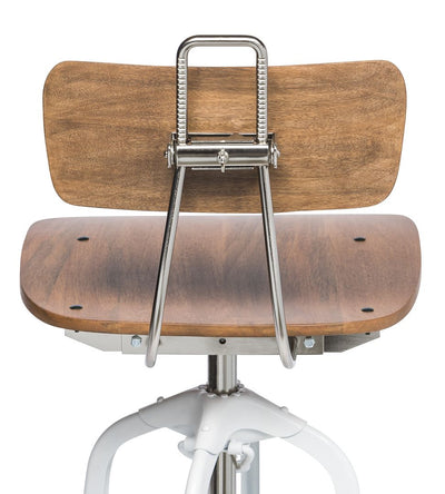 Hamptons Style White Bar Stool Chair Height Adjustable and Swivel with Natural Wood Top Payday Deals