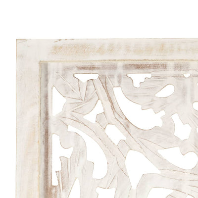 Hand carved 3-Panel Room Divider White 120x165 cm Solid Mango Wood Payday Deals