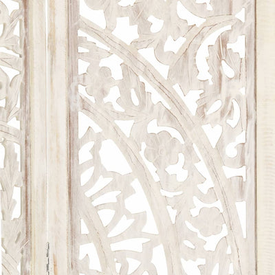 Hand carved 3-Panel Room Divider White 120x165 cm Solid Mango Wood Payday Deals