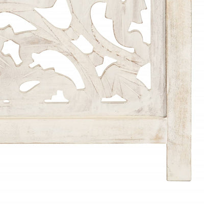 Hand carved 3-Panel Room Divider White 120x165 cm Solid Mango Wood Payday Deals