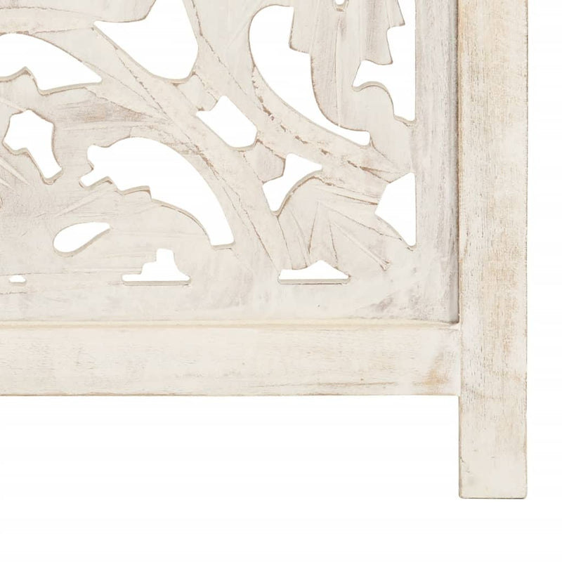 Hand carved 3-Panel Room Divider White 120x165 cm Solid Mango Wood Payday Deals