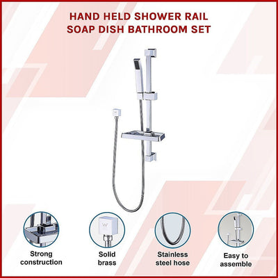 Hand Held Shower Rail Soap Dish Bathroom Set Payday Deals