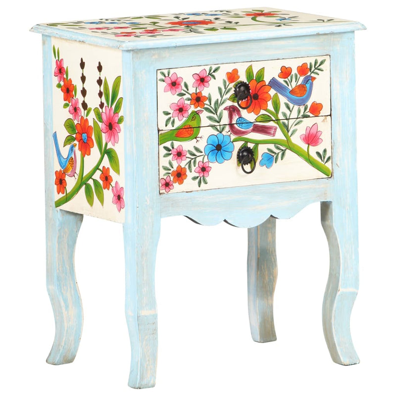 Hand Painted Bedside Cabinet 40x30x50 cm Solid Mango Wood Payday Deals