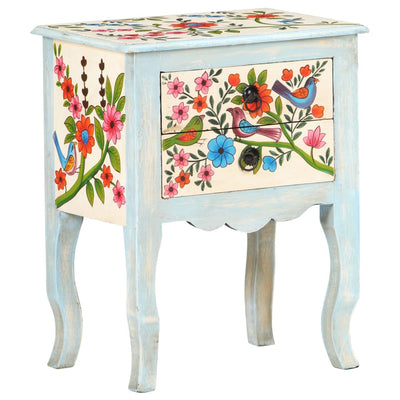 Hand Painted Bedside Cabinet 40x30x50 cm Solid Mango Wood Payday Deals