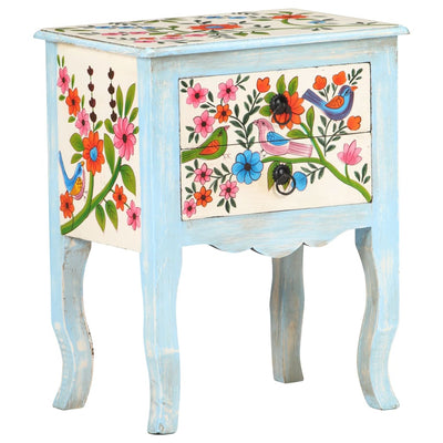 Hand Painted Bedside Cabinet 40x30x50 cm Solid Mango Wood Payday Deals