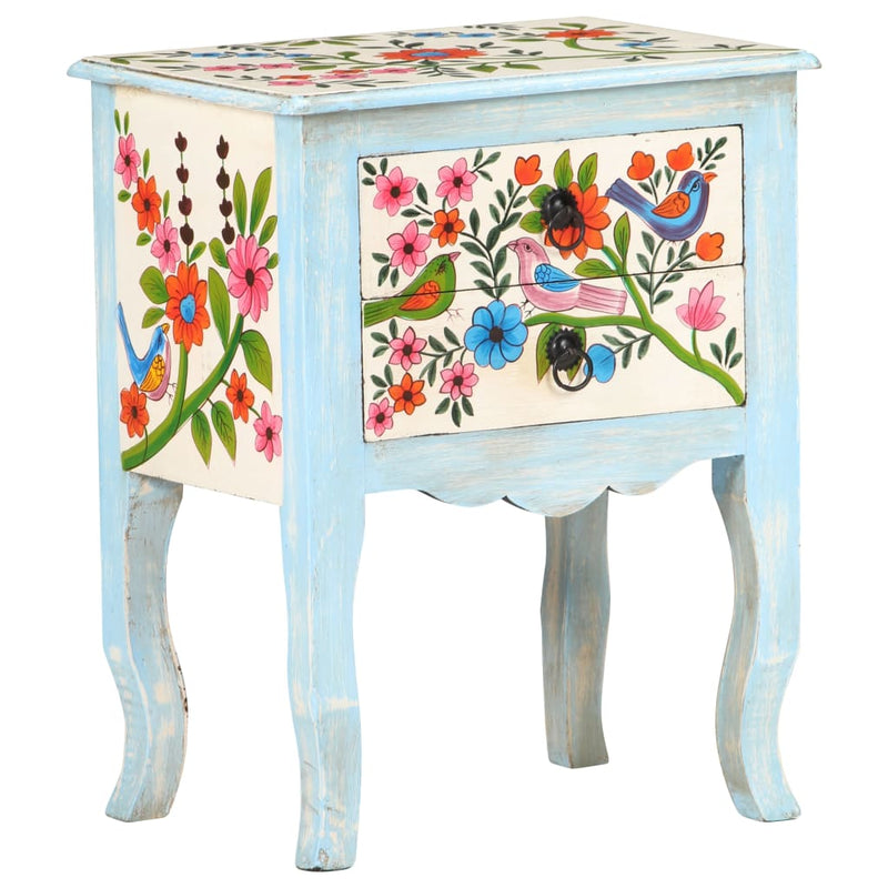 Hand Painted Bedside Cabinet 40x30x50 cm Solid Mango Wood Payday Deals
