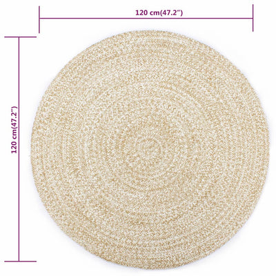 Handmade Rug Jute White and Natural 120 cm Payday Deals