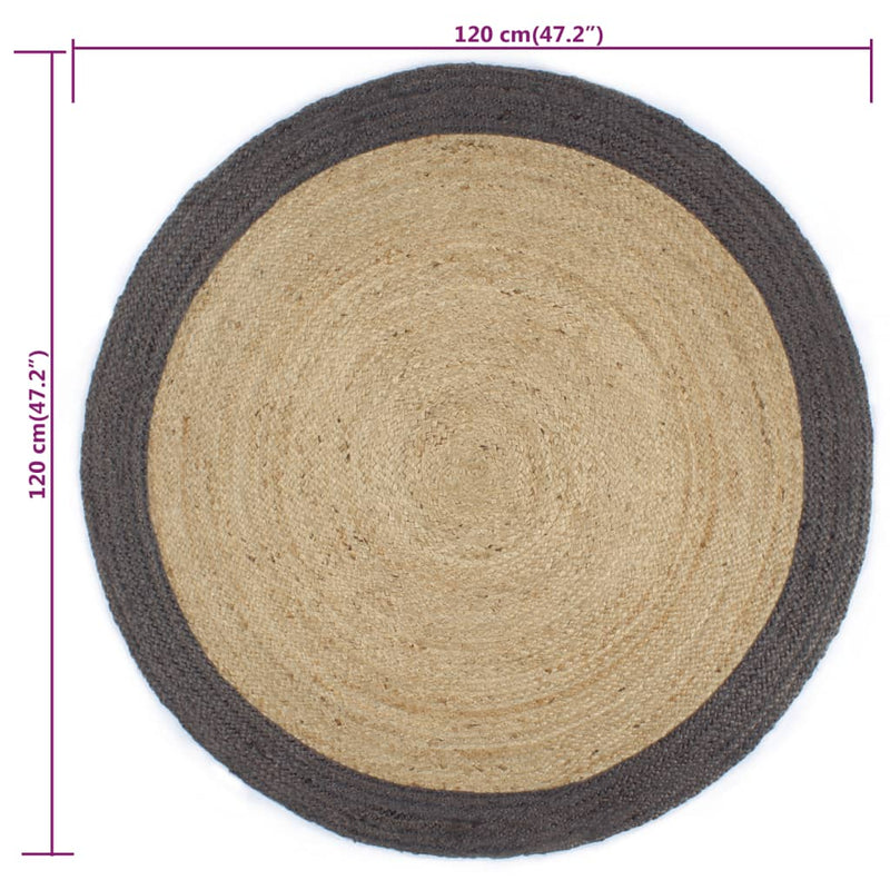 Handmade Rug Jute with Dark Grey Border 120 cm Payday Deals