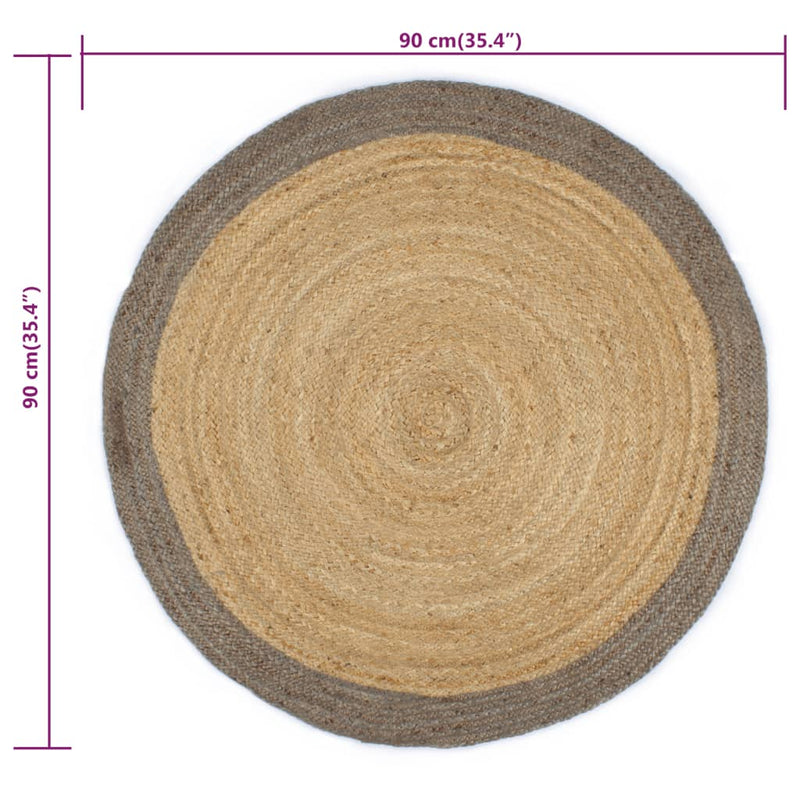 Handmade Rug Jute with Grey Border 90 cm Payday Deals