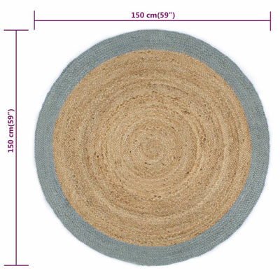 Handmade Rug Jute with Olive Green Border 150 cm Payday Deals