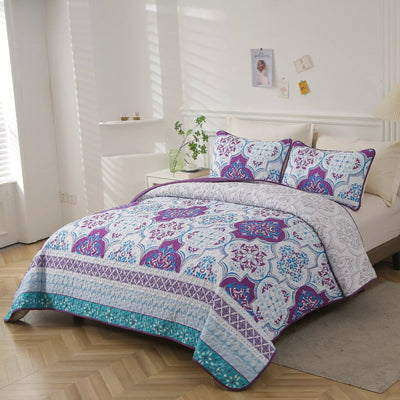 Handsome Quilted Bedspread and Pillowcases Set: Strong, Sturdy, and Stylish - Queen size Payday Deals