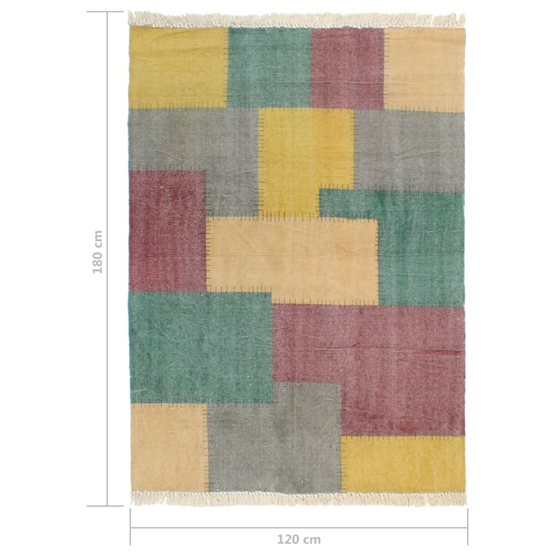 Handwoven Kilim Rug Cotton 120x180 cm Printed Multicolour Payday Deals