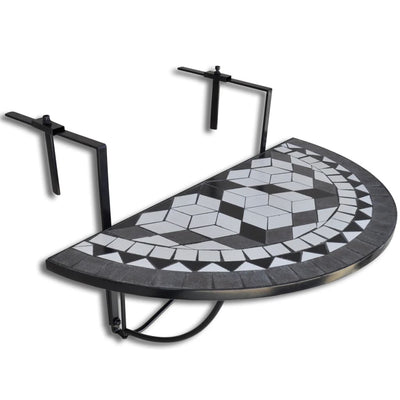 Hanging Balcony Table Black and White Mosaic Payday Deals
