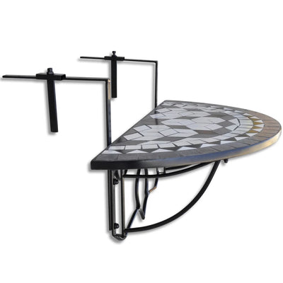Hanging Balcony Table Black and White Mosaic Payday Deals