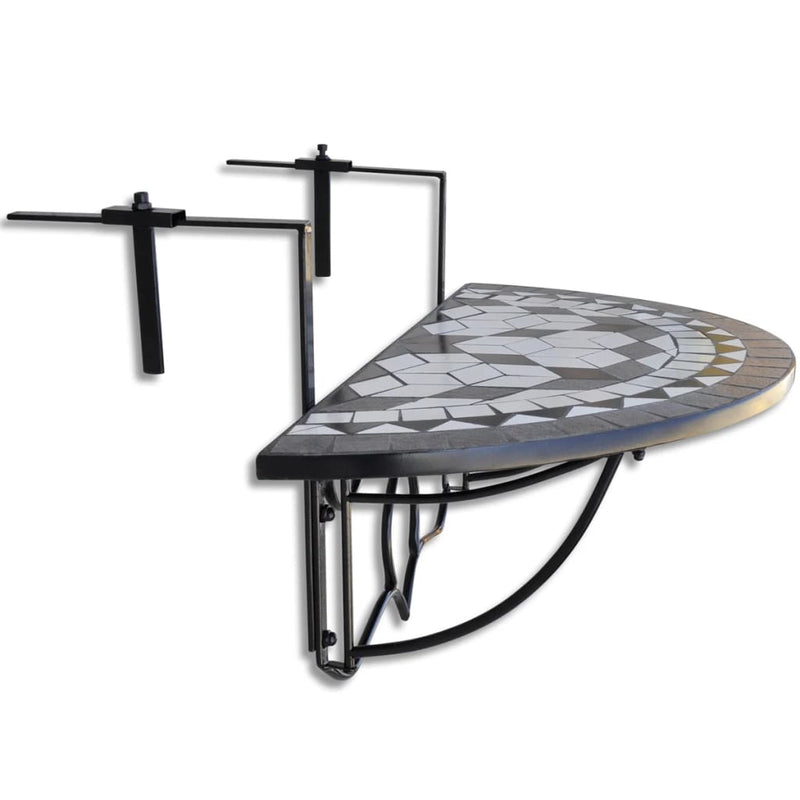 Hanging Balcony Table Black and White Mosaic Payday Deals