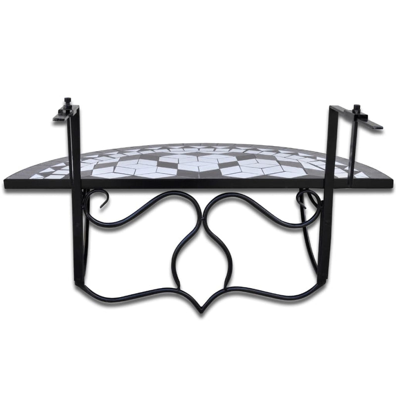 Hanging Balcony Table Black and White Mosaic Payday Deals
