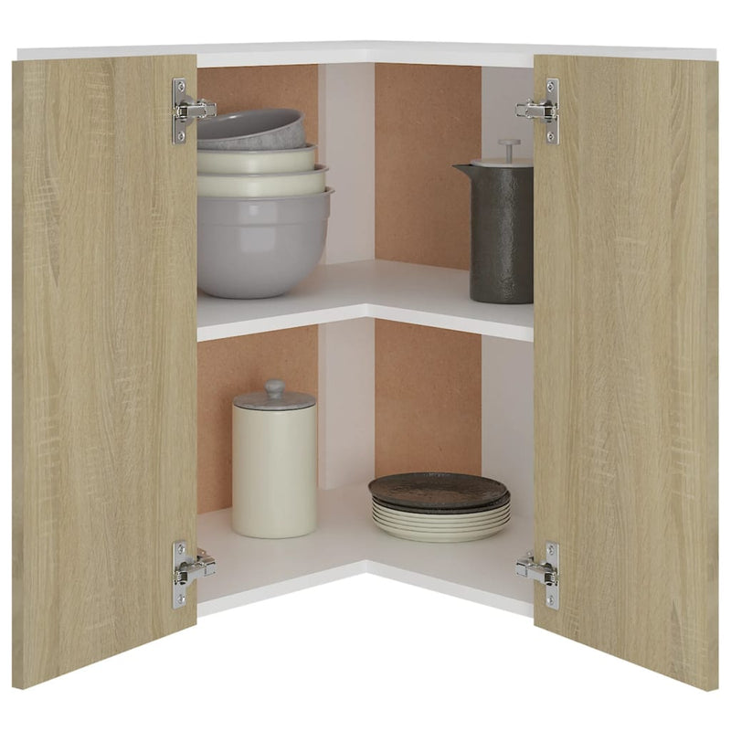 Hanging Corner Cabinet Sonoma Oak 57x57x60 cm Engineered Wood Payday Deals