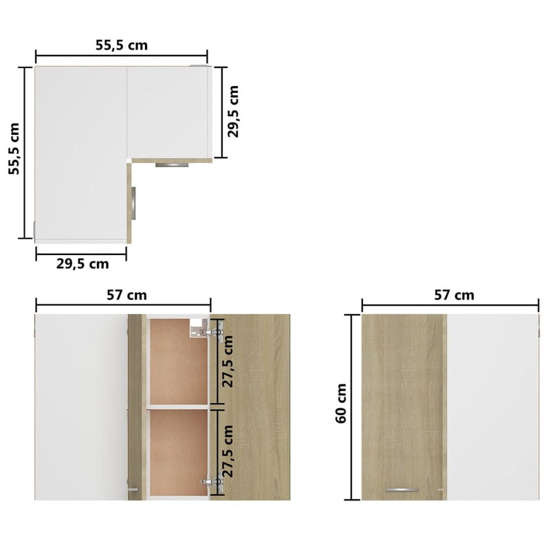 Hanging Corner Cabinet Sonoma Oak 57x57x60 cm Engineered Wood Payday Deals