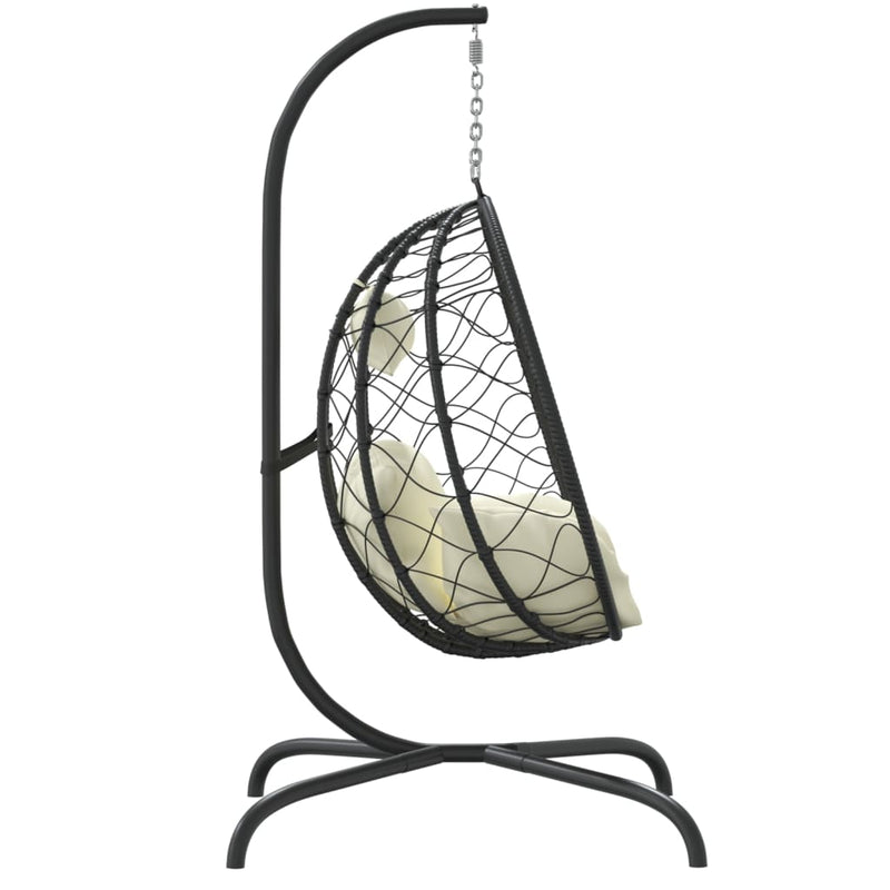 Hanging Egg Chair with Cushion Cream White Poly Rattan&Steel Payday Deals