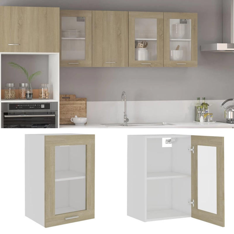 Hanging Glass Cabinet Sonoma Oak 40x31x60 cm Engineered Wood Payday Deals