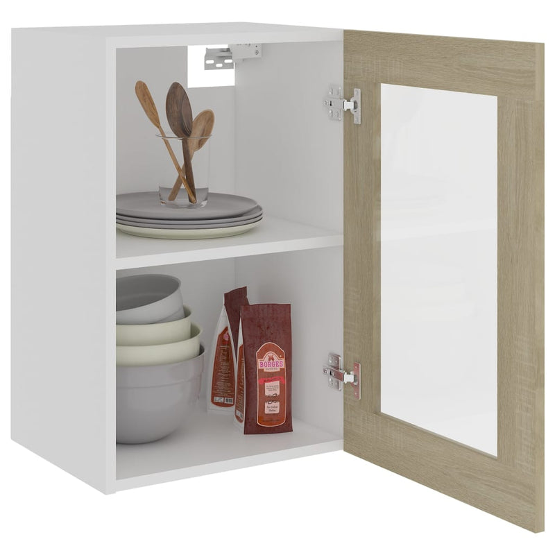 Hanging Glass Cabinet Sonoma Oak 40x31x60 cm Engineered Wood Payday Deals