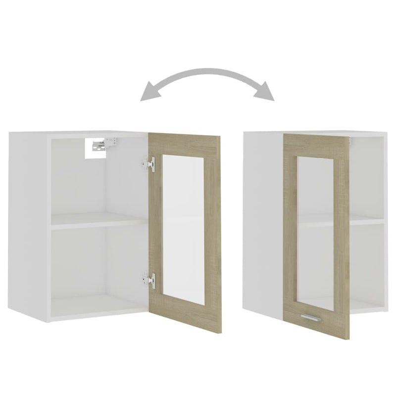 Hanging Glass Cabinet Sonoma Oak 40x31x60 cm Engineered Wood Payday Deals