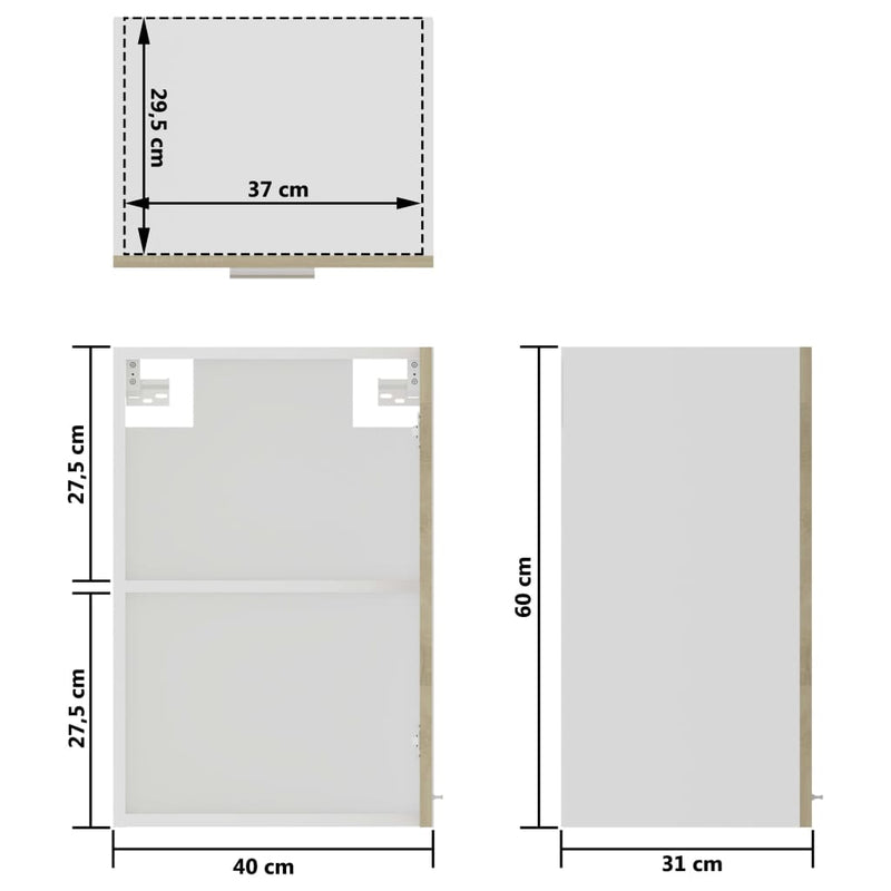 Hanging Glass Cabinet Sonoma Oak 40x31x60 cm Engineered Wood Payday Deals