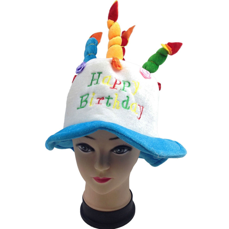 Happy BIRTHDAY CAKE HAT Party Costume Bday Fancy Dress with Candles Gift  - Blue Payday Deals