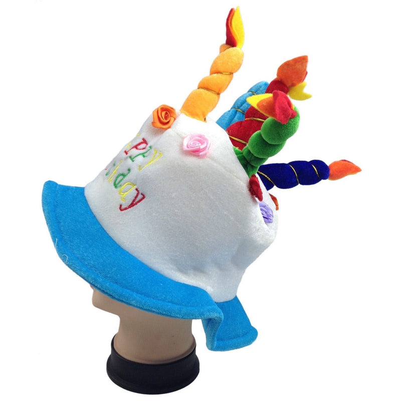 Happy BIRTHDAY CAKE HAT Party Costume Bday Fancy Dress with Candles Gift  - Blue Payday Deals