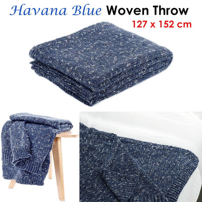 Havana Blue Woven Throw Rug 127 x 152 cm Payday Deals