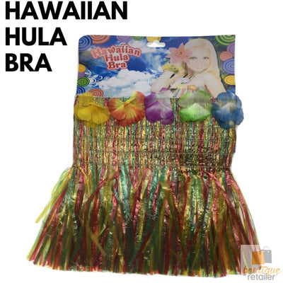 HAWAIIAN HULA BRA Tropical Costume Dress Lei Grass Flower Party Adult Payday Deals