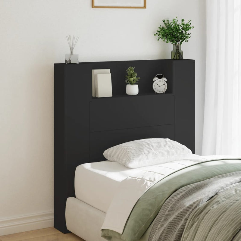 Headboard Cabinet with LED Black 100 cm Payday Deals