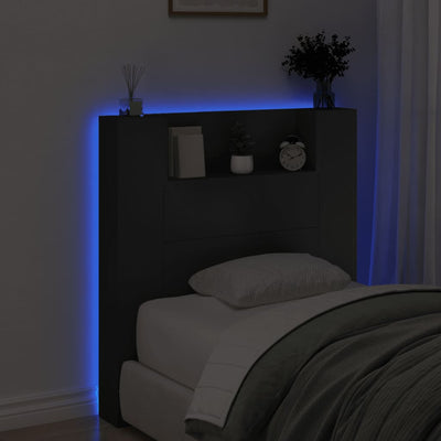 Headboard Cabinet with LED Black 100 cm Payday Deals