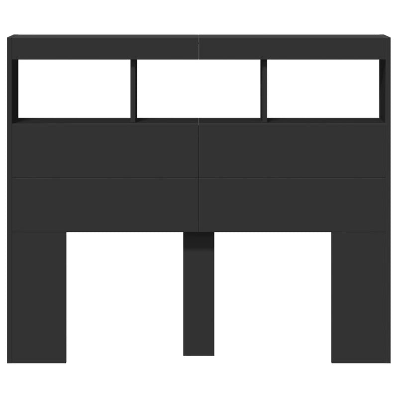 Headboard Cabinet with LED Black 120 cm Payday Deals