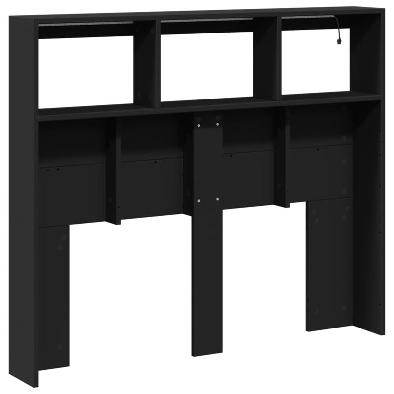 Headboard Cabinet with LED Black 120 cm Payday Deals
