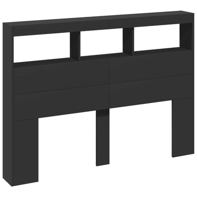 Headboard Cabinet with LED Black 140x17x102 cm Payday Deals