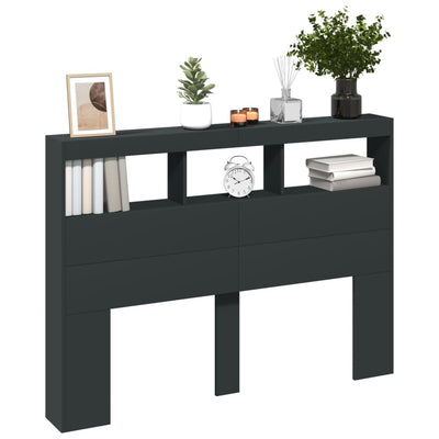 Headboard Cabinet with LED Black 140x17x102 cm Payday Deals