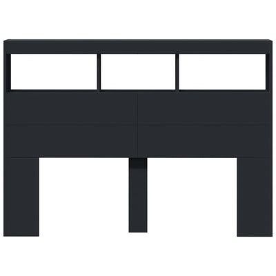 Headboard Cabinet with LED Black 140x17x102 cm Payday Deals