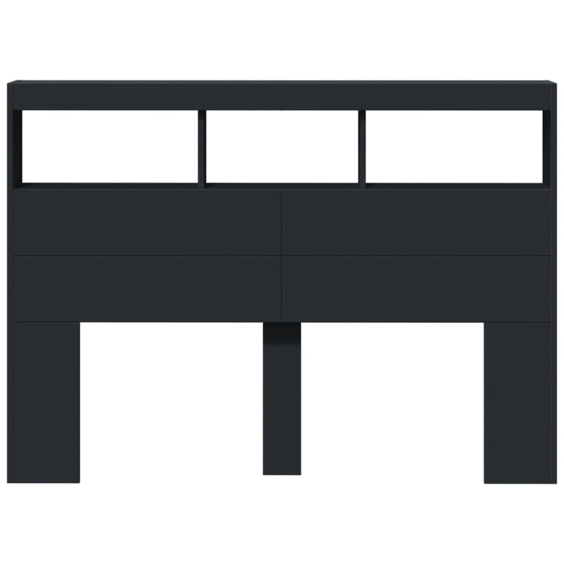 Headboard Cabinet with LED Black 140x17x102 cm Payday Deals