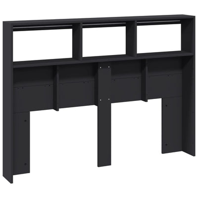 Headboard Cabinet with LED Black 140x17x102 cm Payday Deals