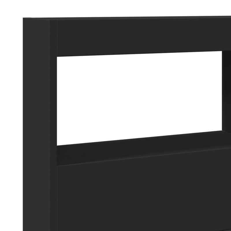 Headboard Cabinet with LED Black 140x17x102 cm Payday Deals